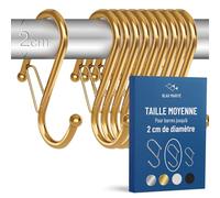 Blau Marité 10 Crochets en Forme de S avec Système Anti-chute. Longueur: 8,3cm. Pour barres jusqu'à 2cm de diamètre. Aide à l'organisation de la maison. (Or, Moyen (Barres<2cm))