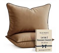 Blau Marité 2 Housses de Coussin en Velours Doux avec Passepoil Contrasté - Coussin pour Canapé, Lit et Décoration pour Salon et Chambre (Camel et Marrron, 30x50cm)