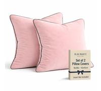 Blau Marité 2 Housses de Coussin en Velours Doux avec Passepoil Contrasté - Coussin pour Canapé, Lit et Décoration pour Salon et Chambre (Rose et Gris, 45x45cm)