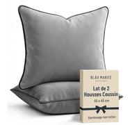 Blau Marité 2 Housses de Coussin en Velours Doux avec Passepoil Contrasté - Coussin pour Canapé, Lit et Décoration pour Salon et Chambre (Gris Moyen et Gris, 45x45cm)