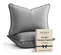 Blau Marité 2 Housses de Coussin en Velours Doux avec Passepoil Contrasté - Coussin pour Canapé, Lit et Décoration pour Salon et Chambre (Gris Moyen et Gris, 30x50cm)