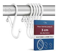 Blau Marité 6 Crochets en Forme de S avec Système Anti-chute. Longueur: 10cm. Pour barres jusqu'à 3cm de diamètre. Aide à l'organisation de la maison. (Blanc, Gros 10cm (Barres <3 cm diamètre))