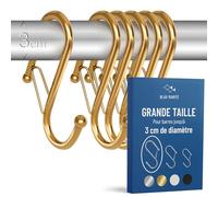 Blau Marité 6 Crochets en Forme de S avec Système Anti-chute. Longueur: 10cm. Pour barres jusqu'à 3cm de diamètre. Aide à l'organisation de la maison. (Or, Gros 10cm (Barres <3 cm diamètre))