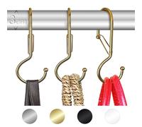 Blau Marité 6 Crochets organisateur de sacs pour placard. Crochets torsadés en forme de S avec système anti-chute. Crochets en forme de S robustes métalliques pour sacs. (T,Or)