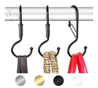 Blau Marité 6 crochets organisateurs pour sacs de placard - crochets torsadés en forme de S avec système anti-chute, métal robuste - Noir