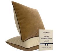 Blau Marité Ensemble de Housses de Coussin en Velours Extra Doux avec Bordure contrastée. Design Moderne et réversible. Rembourrage Non Inclus.