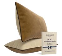 Blau Marité Ensemble de Housses de Coussin en Velours Extra Doux avec Bordure contrastée. Design Moderne et réversible. Rembourrage Non Inclus.