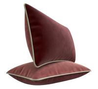 Blau Marité Ensemble de Housses de Coussin en Velours Extra Doux avec Bordure contrastée. Design Moderne et réversible. Rembourrage Non Inclus.