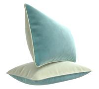 Blau Marité Ensemble de Housses de Coussin en Velours Extra Doux avec Bordure contrastée. Design Moderne et réversible. Rembourrage Non Inclus.