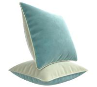 Blau Marité Ensemble de Housses de Coussin en Velours Extra Doux avec Bordure contrastée. Design Moderne et réversible. Rembourrage Non Inclus.