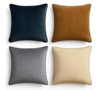 Blau Marité Ensemble de Housses de Coussin en Velours Extra Doux avec Bordure contrastée. Design Moderne et réversible. Rembourrage Non Inclus.