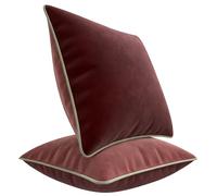 Blau Marité Ensemble de Housses de Coussin en Velours Extra Doux avec Bordure contrastée. Design Moderne et réversible. Rembourrage Non Inclus.