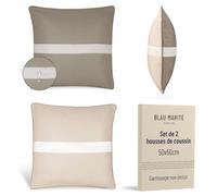 Blau Marité Lot 2 Housses de Coussins décoratifs Imperméables et Anti-Taches. Doux et agréable au Toucher. pour l'intérieur et l'extérieur. (50x50 cm, Marron)