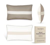 Blau Marité Lot 2 Housses de Coussins décoratifs Imperméables et Anti-Taches. Doux et agréable au Toucher. pour l'intérieur et l'extérieur. (30x50 cm, Marron)