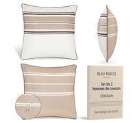 Blau Marité Lot de 2 Housses de Coussin décoratifs modèle Menorca. Résistants, imperméables et Anti-Taches. Doux et agréables au Toucher. Idéal pour l'intérieur et l'extérieur. (45 x 45 cm, Brun)