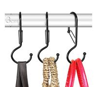 Blau Marité lot de 6 crochets torsadés en métal en forme de S avec système antichute, pour sacs, accessoires et penderie, crochets robustes d’organisation, noir T