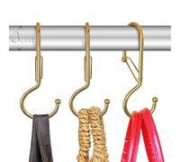 Blau Marité lot de 6 crochets torsadés en métal en forme de S avec système antichute, pour sacs, accessoires et penderie, crochets robustes d’organisation, doré T