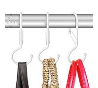 Blau Marité lot de 6 crochets torsadés en métal en forme de S avec système antichute, pour sacs, accessoires et penderie, crochets robustes d’organisation, blanc T