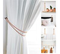 Blau Marité Set de 2 embrasses de Rideaux en Cuir de Vachette. Embrasses de Rideaux Design. Utilisez-Les comme Support de décoration Murale. Les Crochets muraux sont Inclus. (Beige Sable)