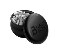 BLAUBACH® BLAUBACH Lot de 100 filtres à charbon actif fin Ø 5,9 mm, dans une boîte métallique pratique, charbon actif à base de noix de coco, capuchons en céramique, B-0310-BE