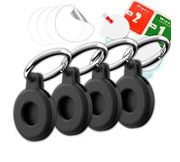 BLAUBODY✸ Lot DE 4 Coques de Protection + Porte Clé Noir (Compatible pour Apple AirTags) Protège Tracker ✯Marque FRANÇAISE✯ x4 étuis Anti-Rayure +Porte-clés pour Localisation Divers ✯Garantie A Vie✯