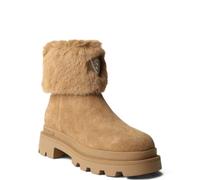 Blauer Bottines pour femme en daim beige avec col en fourrure | Semelle carrarmate, fermeture éclair, revers en fourrure, style hiver, logo brodé