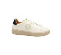 Blauer BUCK14 Chaussures Homme crème et Noires, Baskets en Cuir Blanc, Lacets