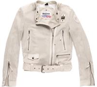 Blauer USA Moore Veste en cuir perforé Mesdames, gris-beige, taille XL pour homme