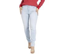 BlauerHafen Jean pour femme, coupe ajustée, extensible, taille moyenne, taille haute, mélange de coton, 5 poches, fermeture éclair, bouton, grande coupe skinny, taille 36 à 48