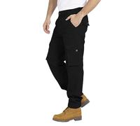 BlauerHafen Pantalon cargo pour homme, coupe droite, extensible, résistant avec 12 poches, pantalon de loisirs, pantalon de travail, coupe décontractée, tailles 32 W à 44 W, Noir , 38W / 30L