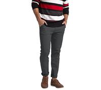 BlauerHafen Pantalon chino coupe slim pour homme - Avant plat - Décontracté - Coton stretch classique - Pantalon chino complet - Toutes les tailles 30W-40W, gris foncé, 32W x 30L