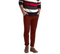 BlauerHafen Pantalon chino coupe slim pour homme - Avant plat - Décontracté - Coton stretch classique - Pantalon chino complet - Toutes les tailles 30W-40W, Chapeau de bœuf, 32W x 32L