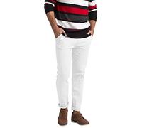 BlauerHafen Pantalon chino coupe slim pour homme - Avant plat - Décontracté - Coton stretch classique - Pantalon chino complet - Toutes les tailles 30W-40W, Blanc., 32W x 32L