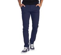 BlauerHafen - Pantalon chino pour homme - Designer - Stretch - Tissu - Coupe slim - Pantalon décontracté, bleu marine, 30W / 32L
