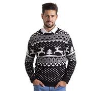 BlauerHafen - Pull de Noël pour homme - En tricot - À manches longues et à col rond