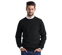 BlauerHafen Pull slim fit pour homme col rond Crew manches longues décontracté coton cavalier, gris foncé, S