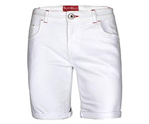 BlauerHafen - Short en jean pour homme - stretch - coupe slim - super flex - été - denim - bermuda décontracté, Blanc., 38W