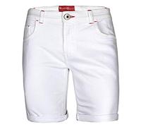 BlauerHafen Short en jean pour homme - Stretch - Super Flex - Coupe slim - Pour l'été - Demi-pantalon décontracté, Blanc., 30W