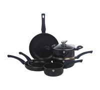 Blaumann Batterie de cuisine 8 pièces avec poignées douces au toucher et couvercles en verre (aigue-marine)