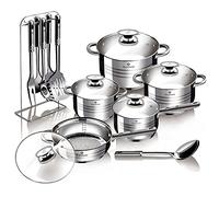 Blaumann Gourmet Batterie de cuisine 12 pièces en acier inoxydable anti-adhésif avec 6 outils
