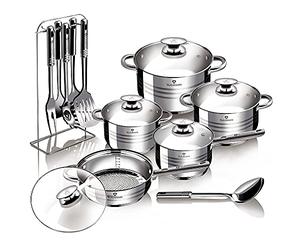 Blaumann Gourmet Line BL-3133 Batterie de cuisine en acier, lot de 17 pièces