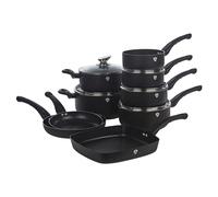 Blaumann Lot de 14 casseroles et poêles avec poignées douces au toucher et couvercles en verre (noir mat), 5999108486852