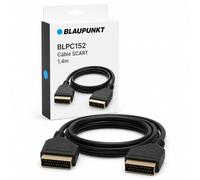 Blaupunkt BLPC-152 Câble SCART/SCART 21 Broches Plaqués Or 1,4m | Blindage Multicouche, Gaine Renforcée, Compatible DVD/Blu-ray, Compatible Décodeurs, Consoles Rétro