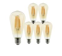 BLAUPUNKT E27 Ampoule LED ST64 Rétro Vintage, 8W, Ambré 2300K, Lot de 6