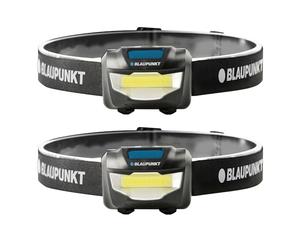 BLAUPUNKT Frontale LED 200 lm, Tête Inclinable, 3x AAA Sans Piles, Lot de 2 | Mains libres 66 g, 3 modes avec stroboscope, Anti-éclaboussures IPX4, 5h d'autonomie, Garantie 3 ans - pour course et vélo