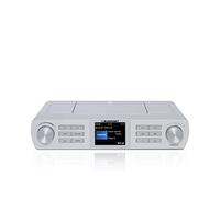 Blaupunkt KRD 100 Radio de cuisine Bluetooth avec DAB+, radio encastrée, DAB Plus, FM, multi-écran, radio numérique avec horloge, lumière LED, 2 minuteurs arrière, radio sous meuble d'atelier, argent