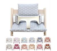 Blausberg Baby - Set de Coussins pour Chaise Tripp Trapp® Stokke - Lavable, essuyable, Tissu en Coton Enduit et revêtu Oeko-Tex, Rembourrage 6 cm, fabriqué à la Main en Allemagne Happy Star Gris