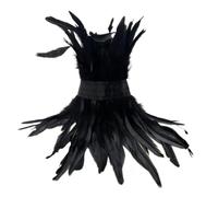 Blausky 1 collier ras du cou gothique à plumes, bijou pour l'étole à plumes, costume d'Halloween, collier à plumes, col châle, écharpe à plumes, accessoire photo, cosplay, fête, noir