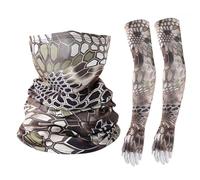 Blausky 1 paire de manchettes de protection UV et 1 foulard multifonction - Cache-cou respirant - Protection solaire - Pour homme et femme - Cyclisme - Course - Activités de plein air - Beige