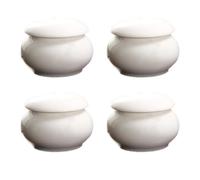 Blausky 1 pot en céramique avec couvercle, polyvalent, petit bocal, sucrier, mini boîte à café pour le stockage et le remplissage pour gloss à lèvres, café, sucre, thé, épices, blanc, 3,3 x 2,3 cm